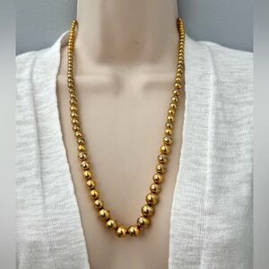 Vintage Jewelry Signed NAPIER Metal Beads Gold Toned Necklace - ELEGANT